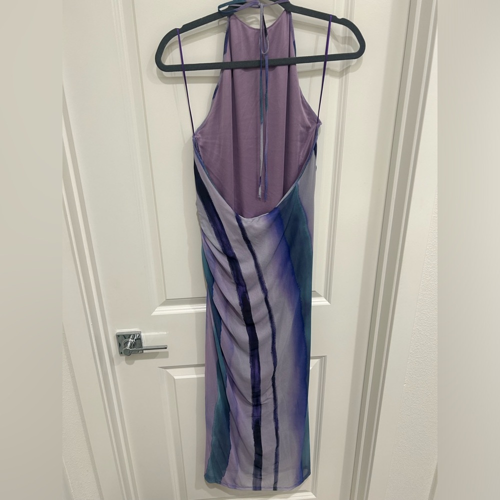 Zara Purple Striped Midi Dress - Picture 2 of 6